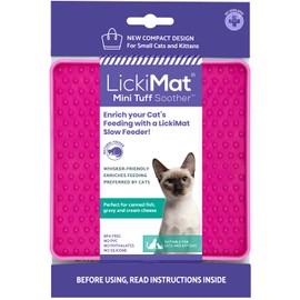 LickiMat Cat TUFF Mini Soother - Durable, Classic, and Modern Feeding Fun for The Whole Family - Interactive Slow Feeder for Cats - Ideal for Wet or Dry Treats - Enrich Your Cat's Mealtime Experience