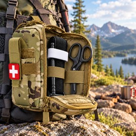 First Aid Organizer Pouch Set for Outdoor Preparedness – Nylon Tourniquet & Scissors for Travel and Gear Kits
