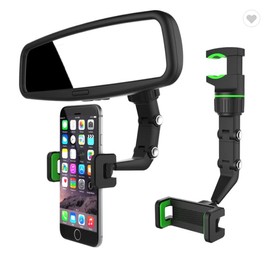 Universal Clip New 360 Degrees Multifunctional Rearview Mirror Phone Holder for car, Universal Rotating Automobile Mount and Cradle GPS Holder in Black and Gray