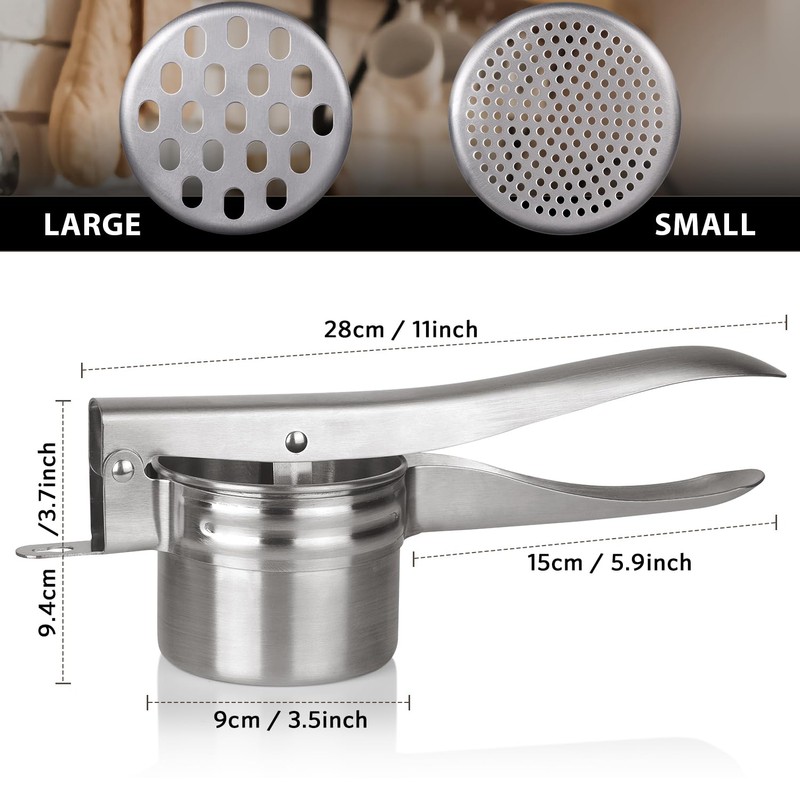 Potato Ricer, Sopito 15oz Stainless Steel Potato Masher with 2