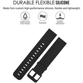 Lamshaw Bandas deportivas de silicona compatibles con relojes inteligentes para niños y niñas, Negro, 22 mm, Modern, Unisex