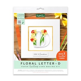 Katy Sue Floral Letter Paper Quilling Card Making Kit - Letter D. Kit Contains Quilling Templates, Coloured Strips, Mounts, Card Making Sentiments & Envelopes. Makes The Initial D