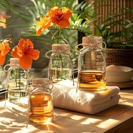 Vintage Glass Vases for Flowers, Set of 3 Clear Vases for Farmhouse Wedding Centerpiece Cylinder Bottle for Reception Table Decor Housewarming Birthday Floral Arrangements (S+M+L)