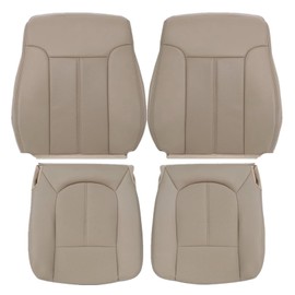 FZJDSD Tan Driver & Passenger Side Bottom and Top Lean Back Microfiber Leather Replacement Seat Covers Compatible with Ford F250 F350 F450 F550 Lariat 2011 2012 2013 2014 2015 2016