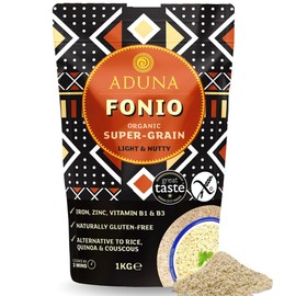 Aduna Organic Fonio Supergrain | Ancient African Whole Grain Rich in Iron, Zinc, B Vitamins & Fiber | Natural Gluten-Free Rice, Quinoa & Couscous Alternative | Porridge, Salads, & Stir-Fries | 1kg