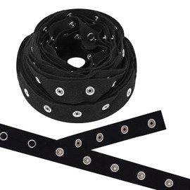 Mandala Crafts Cinta de metal para coser por yarda – botones de algodón a presión para coser bebé – Tiras de botón de cierre para ropa de bebé 3 yardas cinta negra