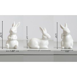 GISELA D 3Pcs White Ceramic Bunnies Easter Bunny Figurine,Home Decoration,Creative Statues for Easter Bunny Rabbits Decor