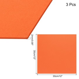 Rebower ABS Plastic Sheet 12 x 12 Inch,Flexible Plastic Sheets 1/12 Inch Thick Thermoplastic Sheet with Leather Texture Orange for DIY Crafts Decors 3Pcs