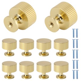 Palmcee 10 Pieces Door Knobs, Gold Round Drawer Knobs with Mounting Screws, 28mm Drawer Handles Cabinet Knobs, Cupboard Handles Kitchen Cupboard Handles for Dresser Drawers and Kitchen, Office