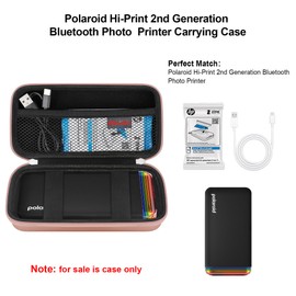 Elonbo Carrying Case for Polaroid Hi-Print + Paper Bundle- 2nd Generation Bluetooth Connected 2x3 Pocket Photo Dye-Sub Printer, Photo Printer Travel Storage Cover Protective Bag, Rose Gold