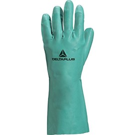 Delta Plus VE802VE Green Nitrile Work Safety Gloves With Cotton Flock Lining - Size 7.5