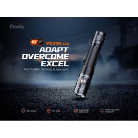 Fenix PD35R ACE 2000 Lumens Multi-Mode USB-C Rechargeable Tactical Flashlight with Customizable Output Level Selections and Lumentac Organizer