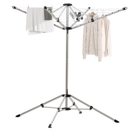 Sukkiri Homu Rotary Outdoor Umbrella Drying Rack, Retractable Indoor Outdoor Drying Rack, Height Adjustable,65 ft. Clothesline with 4-Legs