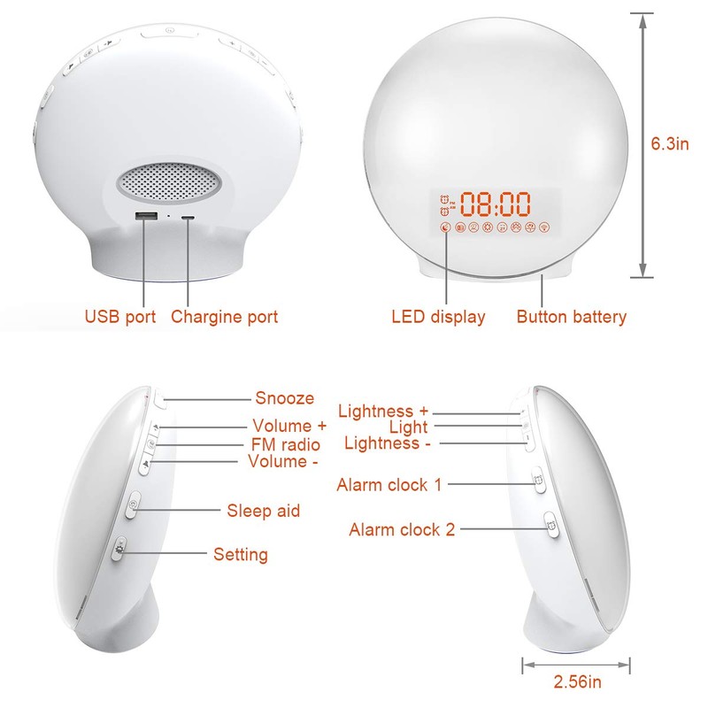 Cadrim Wake up Light, Natural Sunrise Simulation Alarm Clock Sunset