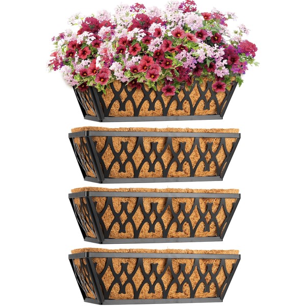 4 Pack 12 Inch Window Boxes Planters Railing Planter Box