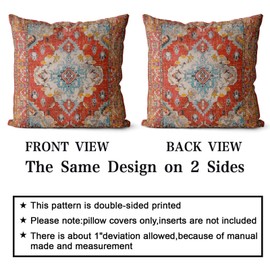 Snylcce Set of 2 Bohemian Style Cushion Covers 65x65 cm Decorative Square Throw Pillow Covers 65x65 CM Sofa Car Pillowcase for Outdoor Home Bed Living Room Couch Decor (Orange)