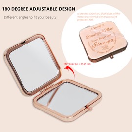 GLINTZ Compact Mirror Gifts for Mom, Rose Gold Compact Mirror for Mother, Birthday Gifts for Women from Daughter or Son for Mom Birthday, Mothers Day Wedding Anniversary