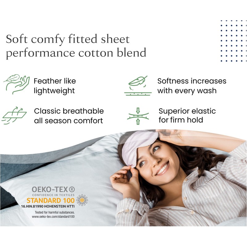 Softest Cotton Rich Fitted Sheet Super King Size, Lightweight 180