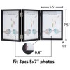 3 Picture Frame 5x7 Black Triple Hinged MDF Wood with