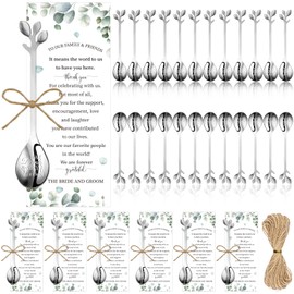 24 Set Bridal Shower Favors for Guests Tea Spoons 4.9 Inch Stainless Steel Leaf Dessert Teaspoon Coffee Spoon Tea Party Favors Thank You Cards Bridal Shower Gifts Wedding Party Favors Souvenir Gift