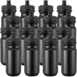 Mimorou 12 Pack Sports Squeeze Water Bottles 20 oz with Easy Open Push/Pull Cap Leak Proof BPA Free Plastic Water Bottles for Bike Cycling Fitness Yoga Camping Workout Outdoor(Black)