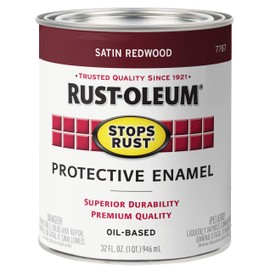 Rust-Oleum 7767502 Stops Rust Brush On Paint, Quart, Satin Redwood