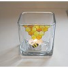 Honey Bee Honeycomb Yellow Hand Painted Stained Glass Square Candle
