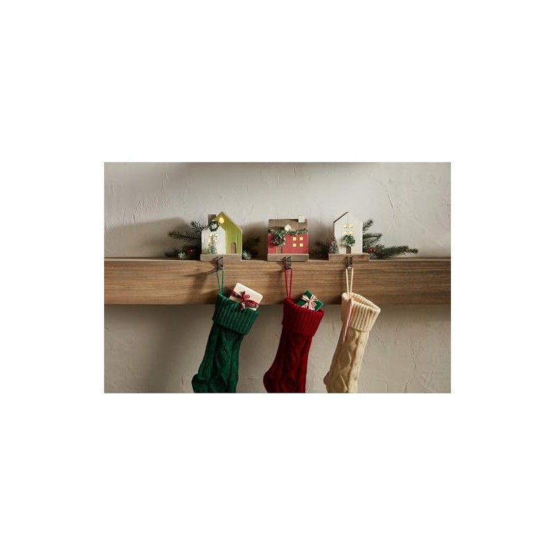Mud Pie Light Up Stocking Holder, Green, 5 1/2" x