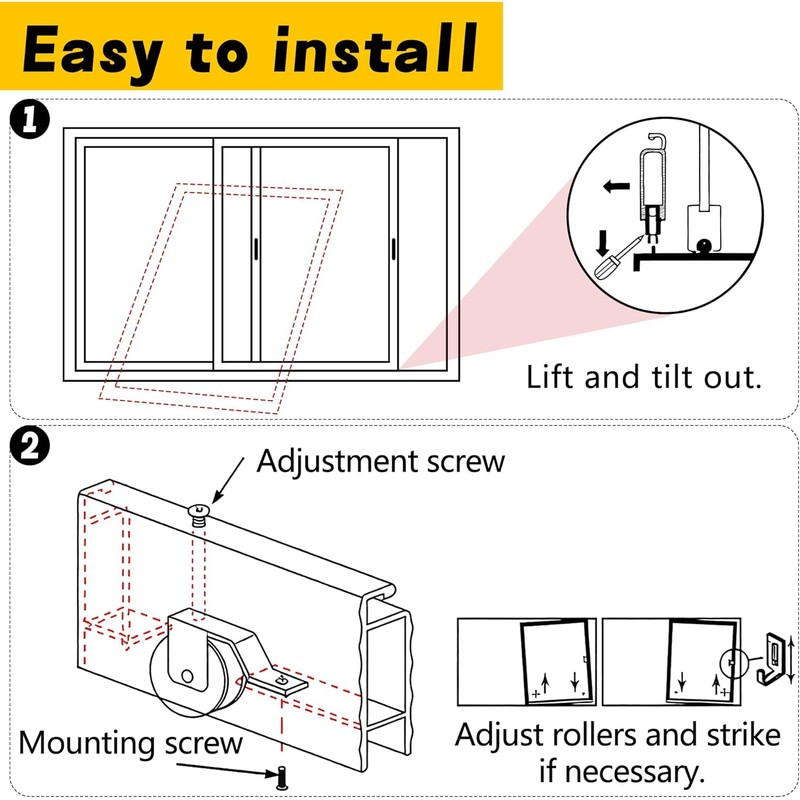 Nkiy Quen 1 Inch Sliding Screen Door Rollers 4 Pcs