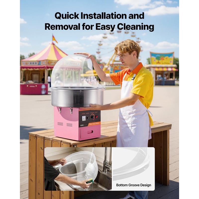 VEVOR Cotton Candy Machine Cover 21 Inch, Acrylic Dome Bubble