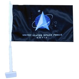 2 Pack US Space Force MMXIX Black 12"x18" 2-Sided Rough Tex Knit Nylon Car Flag