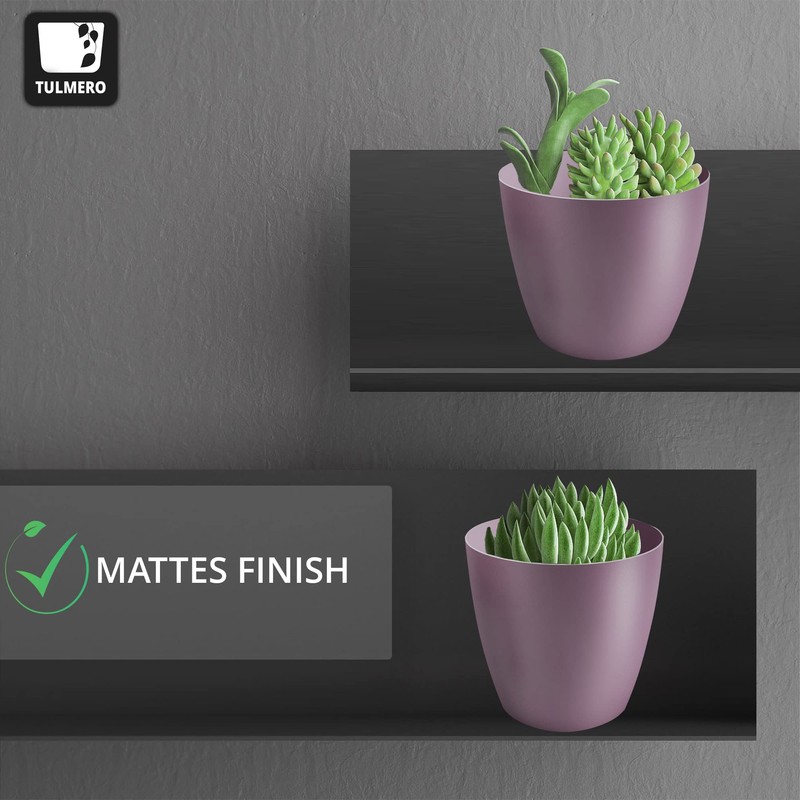 TULMERO Matte Flower Pot, Plastic Planter, Decorative Pot for Large