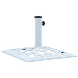 GeoHome Square Umbrella Base | Outdoor Umbrella Stand | Parasol Base for Outside Patio, Lawn, Garden | White Cast Iron 19.3" x 19.3" x 13"