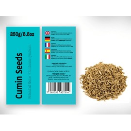 VEDIQUE HERBS Cumin Seed (Jeera | Cuminum cyminum) - 250g (8.8oz) | Raw, Crude, Dried | Whole Seeds