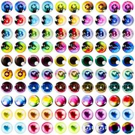100PCS 12MM Mixed Style Dragon Eyes Glass Flatback Dome Cabochon Cat Eyes Doll Eye Cameo Pendants Eyes for Clay Doll Making Sculptures Props Craft DIY Findings Jewelry Making