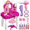Eohemeral Toddler Makeup Table with Mirror and Chair, Kids Makeup
