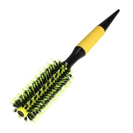 VOCOSTE Round Hair Brush, Hair Brushes for Women, Nylon Bristle Pins Round Brush, Styling Hair Brush for Wet, Dry, Wig, Straight Hair, Yellow, 10.04"x1.77"