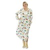 LA CERA Women's Flannel Nightshirt, Four-Button Closure, Two Side Seam