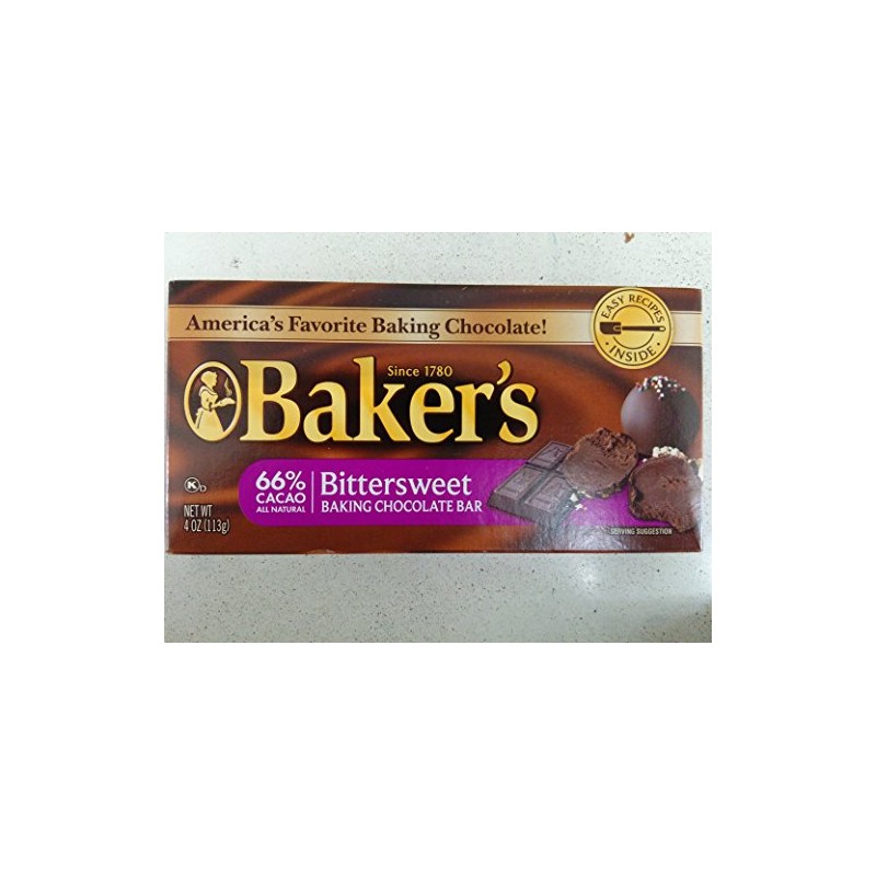 Baker's Bittersweet Baking Chocolate Bar, 4 Oz (6-Pack)