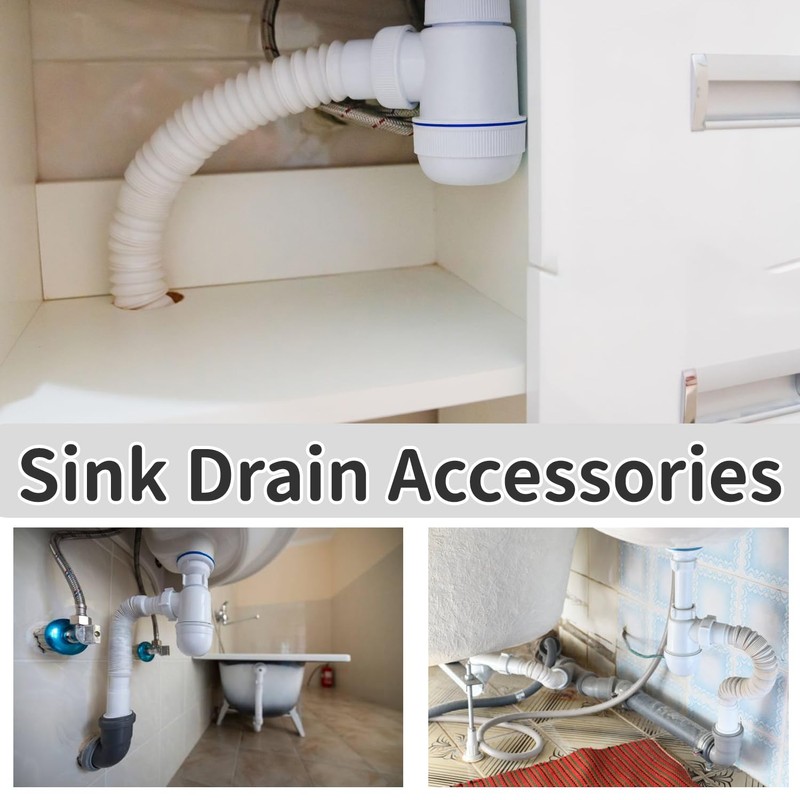 Flexible Drain Connector - White Double End Drain Adapter for