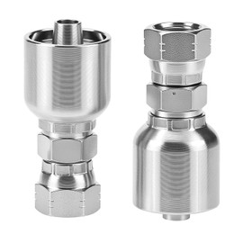 QWORK Hydraulic Hose Fittings, 12-Pack, 3/8" JIC 37° Female Hydraulic End Swivel Crimp, 3/8" x 3/8"