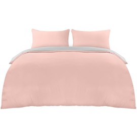 Utopia Bedding Utopia Bedding King Size Duvet Cover Set - Soft Microfibre Polyester Duvet Cover with 2 Pillowcases - 3 Piece Set (Grey/Pink)