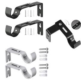 Set of 4 Oil Rubbed Bronze Adjustable, Curtain Rod Brackets, Rod Holders, Curtain Rod Hanging Brackets for 22-28mm Rod (with Screws)