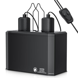 LURMMUE Dual Dome Reptile Lamp Fixture - for Heat Lamp & UVB Bulb (Max 100W Each) - with Reflector Design for Bearded Dragons, Turtles, Snakes & Lizards - 8.1 Inches