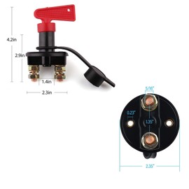 Interruptor de Desconexión de Batería Interruptor de Apagado de Batería de 12 V 24 V para Coche Marino Barco, RV, ATV, Camión,Vehículo Interruptor Maestro de Batería de Encendido y Apagado con Llave Impermeable y Cubierta (Negro+Rojo)