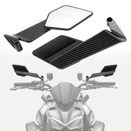 Motorcycle Mirrors Stealth Mirror Max Adjustable Rotating Rearview Wind Wing Side Mirrors for Z650 Z900 Z1000 Duke 390 790 1290 MT07 MT09 S1000 Street Bike (White Carbon Style)