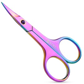 Nail Scissors Curved Cuticle Sharp Multipurpose Beauty & Grooming Shears for Eyebrows, Eyelash, Beard, Mustache Eyebrows Eyelashes Manicure Pedicure, & Trimming Cuticles Women Men (Multi Colour)