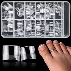 Lifextol 240pc Soft Gel Toe Nail Tips Short Fake Toenail Tips Square Fake Toe Nail Tips for Toes Press on Toenails, Clear False Toe Nail Press ons, 12 Sizes French Artificial Toe Tips Acrylic Nails