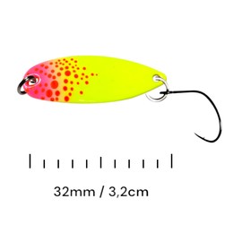 SEABUZZ Mini Bass & Trout Spoon Rio 3.2 g 32 mm Trout Bait & Bass Bait with Fishing Hook - Blinker Trout & Predator Fishing Lure - Sports Fishing Lure - Artificial Bait - Wobbler - Fishing Accessories