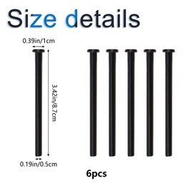 INCREWAY Door Hinge Pins, 6Pcs Residential Door Hinge Pins Durable Modern Style Hinge Pins for Interior Door Security Replacement, Black, 3.42inch/8.7cm
